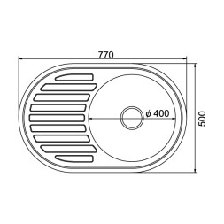 Мойка овал 77х50 (0,6) прав вып 3 1/2 MIXLINE 16см с сифоном - 528189 
