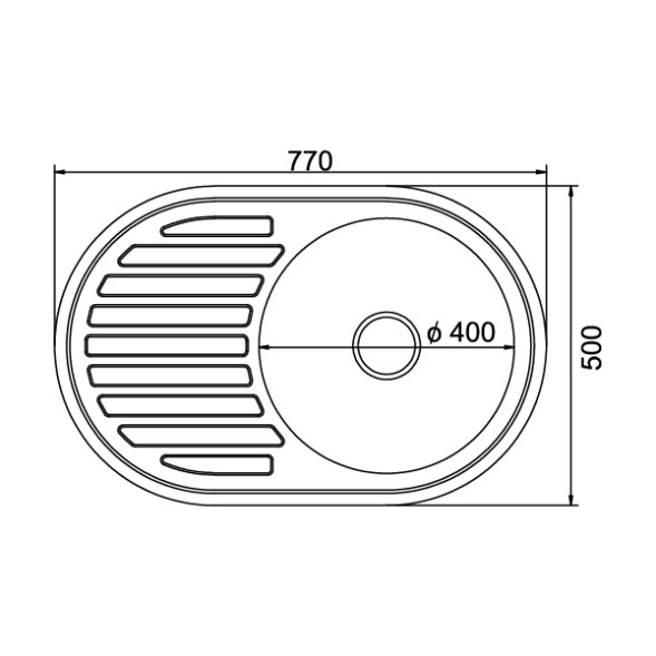 Мойка овал 77х50 (0,6) прав вып 3 1/2 MIXLINE 16см с сифоном - 528189 