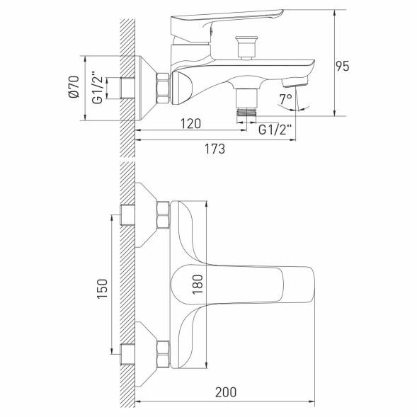 Смеситель для ванны 35k MIXLINE ML29-01 &amp;quot;Comfort&amp;quot; - ML29-01 