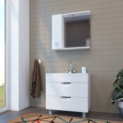 Зеркальный шкаф "КВАДРО-75" левый с подсветкой (ПВХ) - 551702