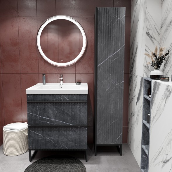 Пенал &amp;quot;Окленд&amp;quot; Графит Мрамор правый (350*1858*319) ЛОФТ (ПВХ) - 553139 