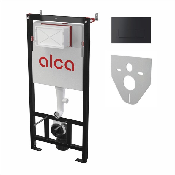 Комплект системы инсталляции Alcadrain для под. унитаза AM101/1120-4в1 RU M578-0001 (кнопка черная) - AM101/1120-4:1 RU(VE)M578-0001 