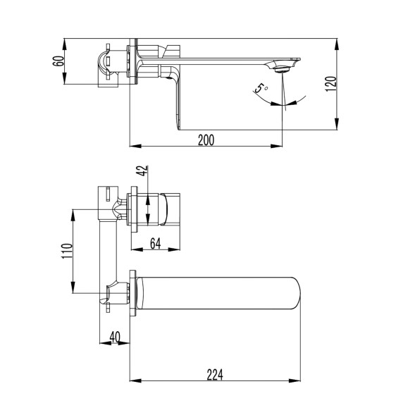 Смеситель для раковины Azario ASHER скрытый монтаж, керамический картридж, хром (AZ-VNN148311C)