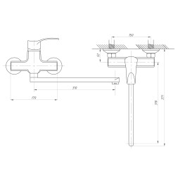 Смеситель для ванны и раковины 40к ПРОФСАН ПСМ-777-023 "ПЛЮС" эксцентрики "ЕВРО", ХРОМ - PSM-777-023