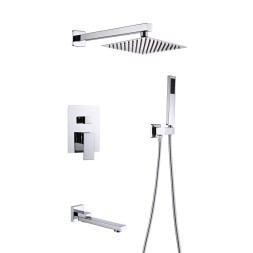 Душевая система 35к ПРОФСАН ПСМ-CB-03 лейка "Тропический душ квадрат " встраиваемая, ХРОМ - PSM-CB-03