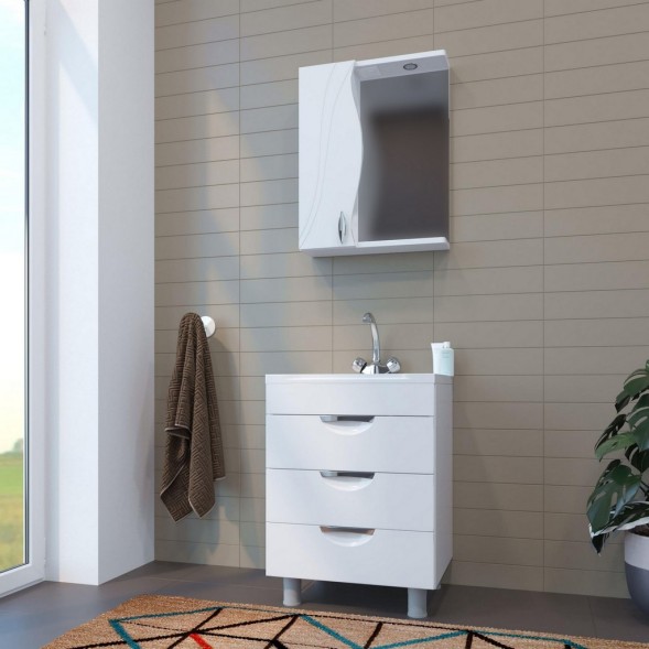 Зеркальный шкаф &amp;quot;ЛИМА-55&amp;quot; левый с подсветкой (ПВХ) - 551705 