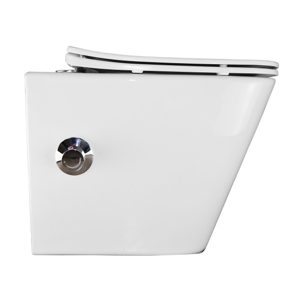 Унитаз подвесной Azario Hugo 350х480х363 c функцией биде, безободковый, с быстросъемным сиденьем микролифт (AZ-10007)