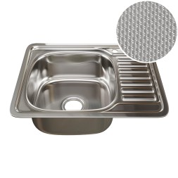 Мойка врез 58х48 (0,8) лев вып 3 1/2 MIXLINE 18см с сифоном ДЕКОР - 532308