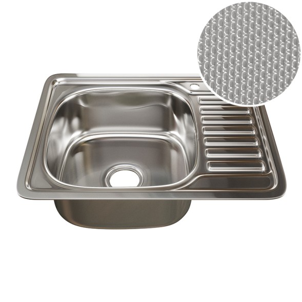 Мойка врез 58х48 (0,8) лев вып 3 1/2 MIXLINE 18см с сифоном ДЕКОР - 532308 