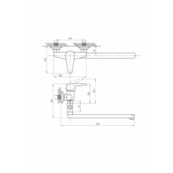 Смеситель для ванны и раковины 40к ПРОФСАН ПСМ-523-072 "ЕВРО", эксцентрики "ЕВРО", ХРОМ - PSM-523-072