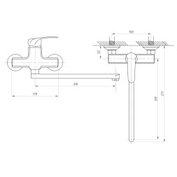 Смеситель для ванны и раковины 40к ПРОФСАН ПСМ-777-037 "ПЛЮС" эксцентрики "ЕВРО", ХРОМ - PSM-777-037