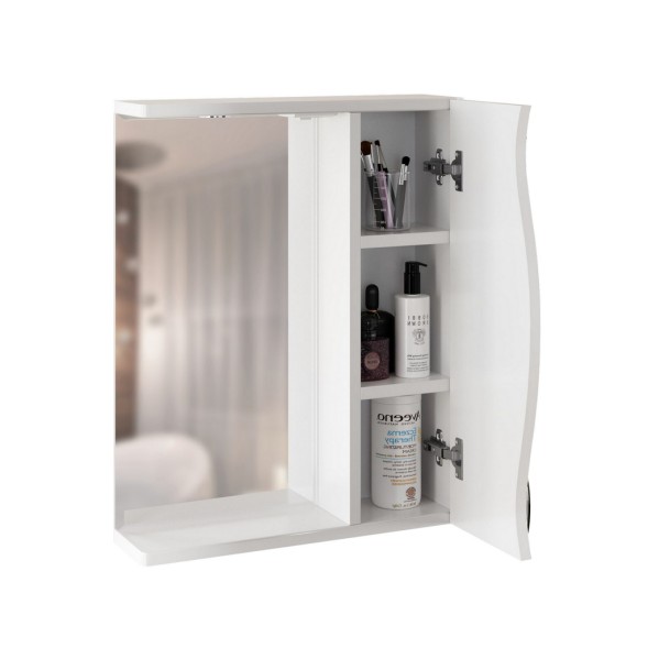 Зеркальный шкаф &amp;quot;ЛИМА-55&amp;quot; правый  с подсветкой (ПВХ) - 551706 