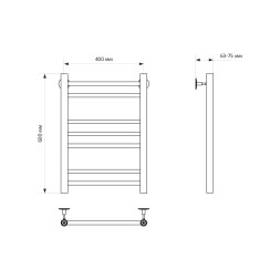 Полотенцесушитель MIXLINE VEGA  60х40 г2 (1/2&amp;#039;&amp;#039; ВР, 7 перекладин) водяной - ML-556291 