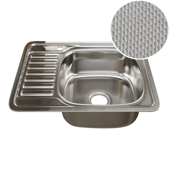 Мойка врез 58х48 (0,8) прав вып 3 1/2 MIXLINE 18см с сифоном ДЕКОР - 532309 