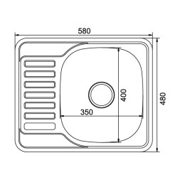 Мойка врез 58х48 (0,8) прав вып 3 1/2 MIXLINE 18см с сифоном ДЕКОР - 532309