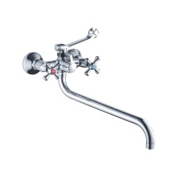 Смеситель для ванны и раковины 1/2 кер CN2642-2 CRON труб. излив 350 мм, с душ. аксессуарами ХРОМ - CN2642-2 