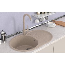 Мойка ML-GMS05 СТАНДАРТ овальная с крылом, песочный (302), 740*455*190мм - 00-00002317