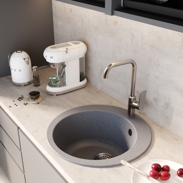 Мойкa ML-GM13 КОМФОРТ круглая, темно-серая (309), 495мм (глуб. чаши 200) - 00-00009327 