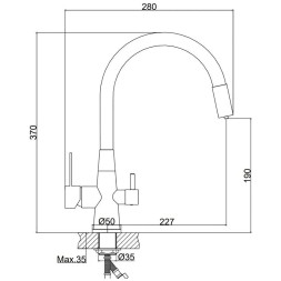 Смеситель для кухни 35к HB76859-7 HAIBA с вых. для питьевого фильтра с/отв п/гайку ГИБКИЙ ЧЕРНЫЙ^ - HB76859-7