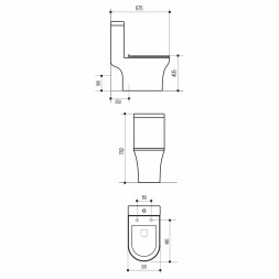 Унитаз-моноблок безободковый WAVE STAR, гор,ниж,2-кн.арм,сид.полипр,м/л,быстр,БЕЛЫЙ глянец - 555165 