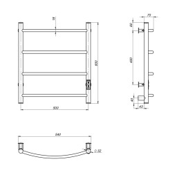 Полотенцесушитель MIXLINE CAPELLA  60х50 (таймер, 201 Вт, 4 перекладины) электрический ЧЕРНЫЙ - ML-556340 