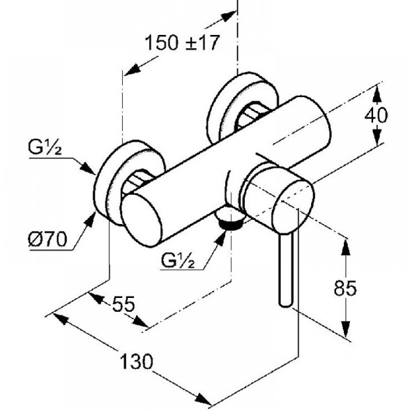 Смеситель для душа KLUDI BOZZ DN 15  однорычажный, хром (88310576)