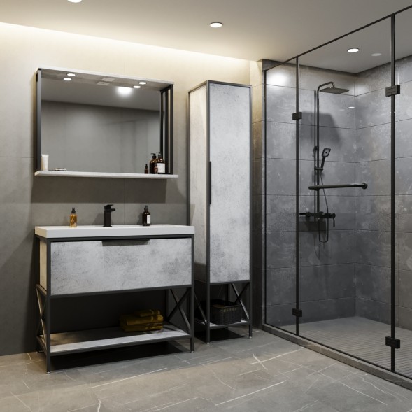 Тумба д/ванной &amp;quot;БРУКЛИН-100&amp;quot; Бетон под раковину Фостер 100 (Kirovit) ЛОФТ (ЛДСП) - 543946 