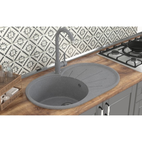 Мойка ML-GMS05 СТАНДАРТ овальная с крылом, темно-серый (309), 740*455*190мм - 00-00002492 