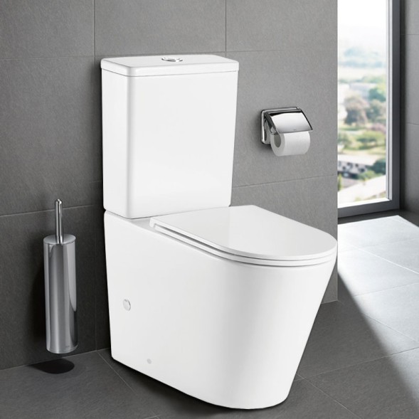 Унитаз-компакт Azario Vetro 605х380х825 напольный, безободковый, с бачком и сиденьем микролифт (AZ-2149)