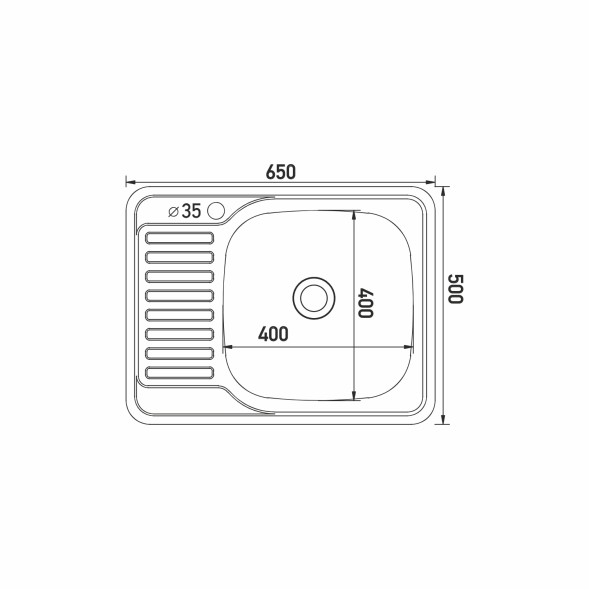Мойка врез 65х50 (0,8) прав вып 3 1/2  MIXLINE 18см с сифоном ДЕКОР - 532311 