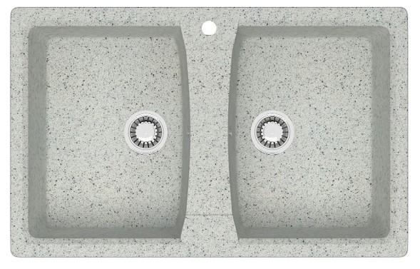 Кухонная мойка AZARIO Elmas 780х500х190 двойная, искусственный мрамор, цвет светло серый (CS00078335)