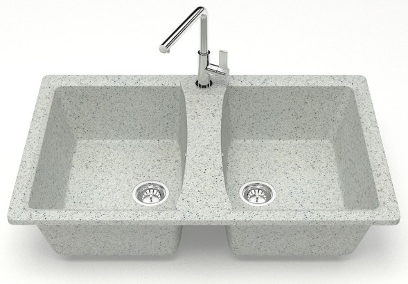 Кухонная мойка AZARIO Elmas 780х500х190 двойная, искусственный мрамор, цвет светло серый (CS00078335)