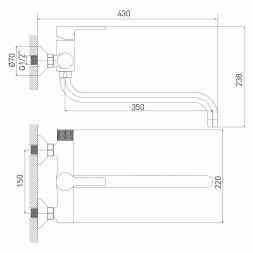 Смеситель для ванны и раковины 35k MIXLINE ML22-02 "Round" - ML22-02