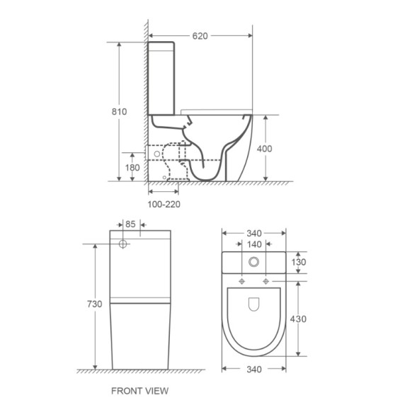 Унитаз-компакт Azario Mitta 620х340х810 напольный, безободковый, в комплекте с сиденьем микролифт (AZ-2128)