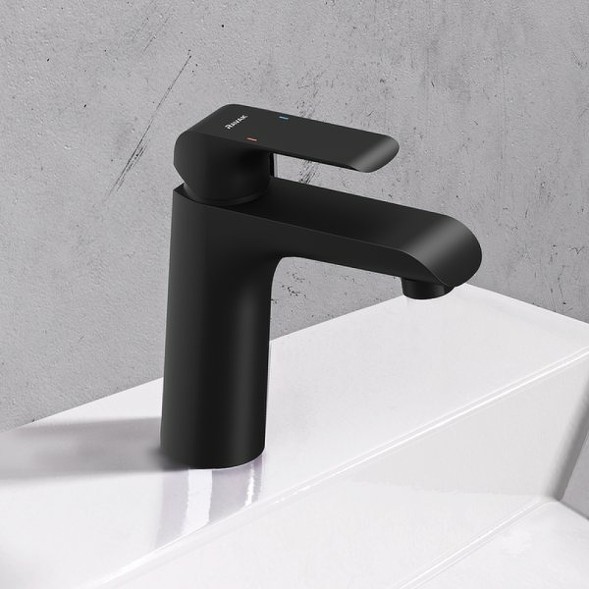 Смеситель для раковины Ravak Flat FL 013.20 с донным клапаном, керамический картидж, черный матовый (X070172)