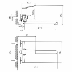Смеситель для ванны и раковины 35k MIXLINE ML24-02 "Unito" - ML24-02