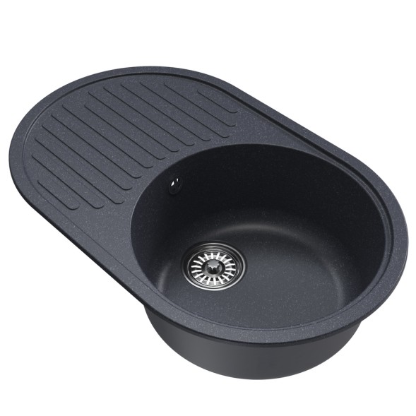 Мойка ML-GM16 КОМФОРТ овальная с крылом, антрацит (343), 730*460*180мм - 00-00009370 