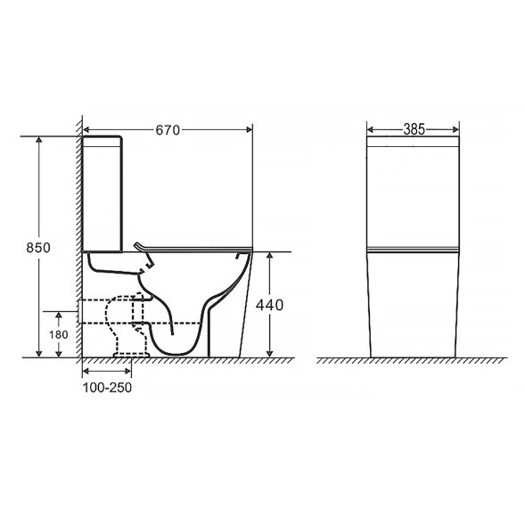 Унитаз-компакт Azario Maro 670x380x850 напольный, безободковый, с бачком и сиденьем микролифт (AZ-2125A-R)