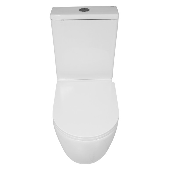 Унитаз напольный Azario Blanco безободковый, в комплекте с бачком и сиденьем микролифт, дюропласт 820*630*360 (AZ-T003B-R)