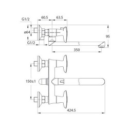 Смеситель для ванны умывальника 1/2 кер IDDIS COPSBL2i10WA "Copter" без душ. аксессуаров ХРОМ - COPSBL2i10WA
