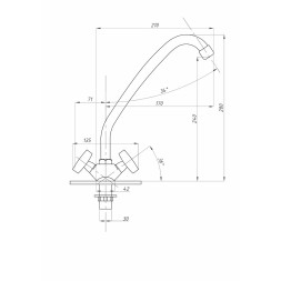 Смеситель для кухни 1/2 кер ПРОФСАН ПСМ-127-80 &amp;quot;СТАНДАРТ А&amp;quot; выс.пов.излив, б/подв, п/гайку, ХРОМ - PSM-127-80 