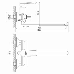 Смеситель для ванны и раковины 35k MIXLINE ML29-02 "Comfort" - ML29-02