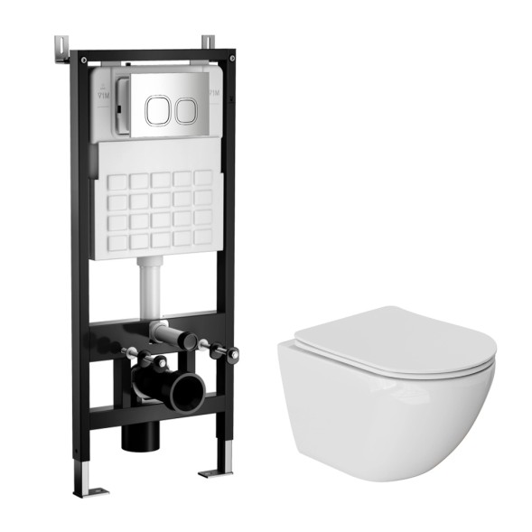 Комплект WAVE &amp;quot;Система инсталляции МЕХАНИКА+унитаз &amp;quot;MERIDIAN TornadoFlush&amp;quot;+квадратная кнопка A3 хром - 553421 