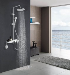 Душевая система AZARIO с поворотным изливом, керамический картридж, хром/белый (AZ-801)