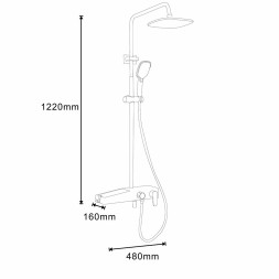 Душевая система AZARIO с поворотным изливом, керамический картридж, хром/белый (AZ-801)