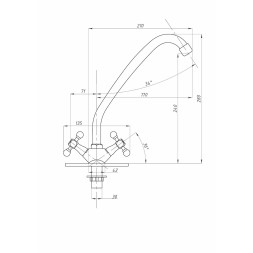 Смеситель для кухни 1/2 кер ПРОФСАН ПСМ-127-89 &amp;quot;СТАНДАРТ А&amp;quot; выс.пов.излив, б/подв, п/гайку ХРОМ - PSM-127-89 