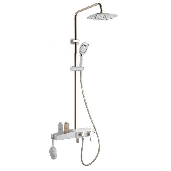 Душевая система  AZARIO с поворотным изливом, керамический картридж, белый/золото (AZ-801-1)