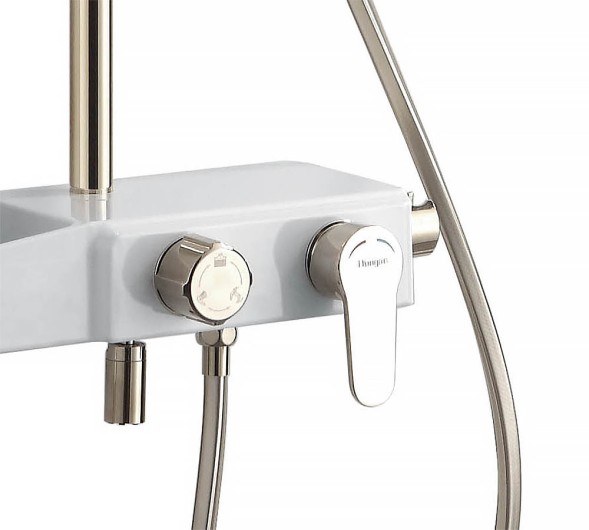 Душевая система  AZARIO с поворотным изливом, керамический картридж, белый/золото (AZ-801-1)