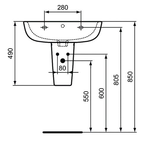 Раковина Ideal Standard ESEDRA 60 см., белая (T279801)