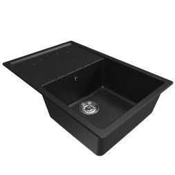 Мойка ML-GM19 КОМФОРТ с крылом, ультра-черная (344),  750*500*200мм - 00-00009406 